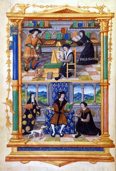 A herceg fizikát, filológiát, vallást és karbantartást tanul - Guillaume Bude (Budee) (Budaeus) (1467-1540) „Egy herceg utasításából” című könyvében alkotó: Unknown artist
