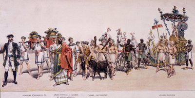 A kombájnok és Bacchus (Bacco) szekerének felvonulása – a „Borászok Fesztiváljának hivatalos albumában”” alkotó: Unknown artist