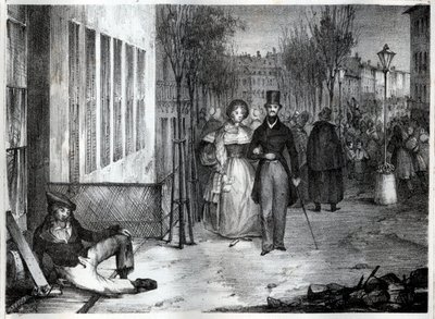 Promenade sur les boulevards Párizsban a 19. században - metszet alkotó: Unknown artist