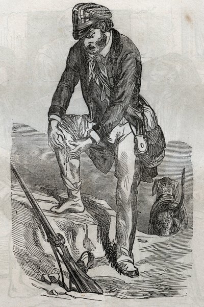 Düh - harapás kezelése egy feldühödött állat - fáj a sebét nyomva - vésés "La Sante Universelle - Orvosi útmutató családoknak" 1852 alkotó: Unknown artist
