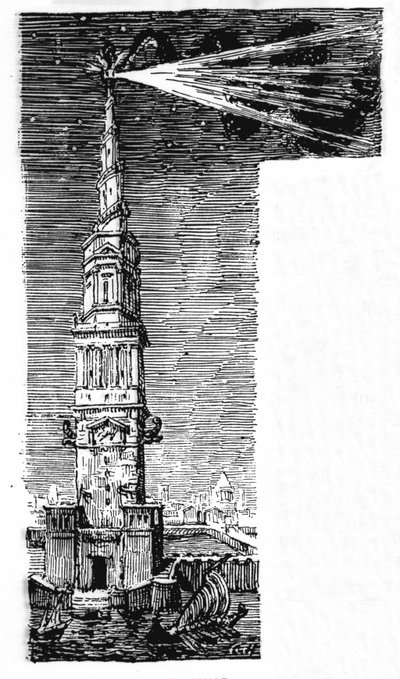 Alexandriai világítótorony rekonstrukciója Ebers Egyiptom után. alkotó: Unknown artist