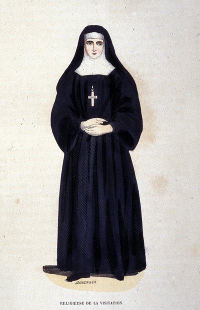 Religious of the Visitation, Saint François de Sales és Saint Jeanne de Chantal által 1610-ben alapított rend. 19. századi metszet. alkotó: Unknown artist