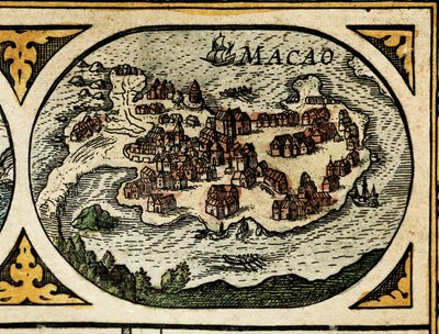 Makaó ábrázolása, részlet a Le Theater du monde-ban alkotó: Unknown artist