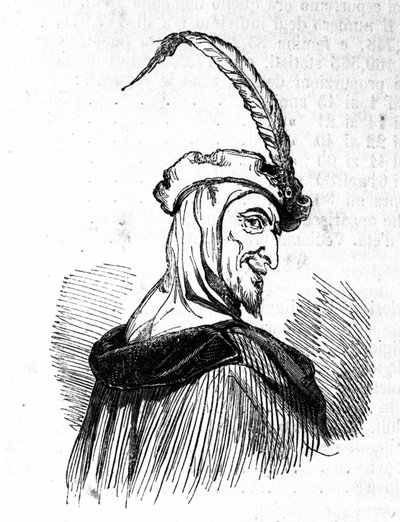 Mefisztó (Mephisto) ábrázolása, a Faust-legenda szereplője. századi metszet alkotó: Unknown artist