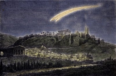 Egy üstökös ábrázolása Athénész városa felett 1878-ban. alkotó: Unknown artist