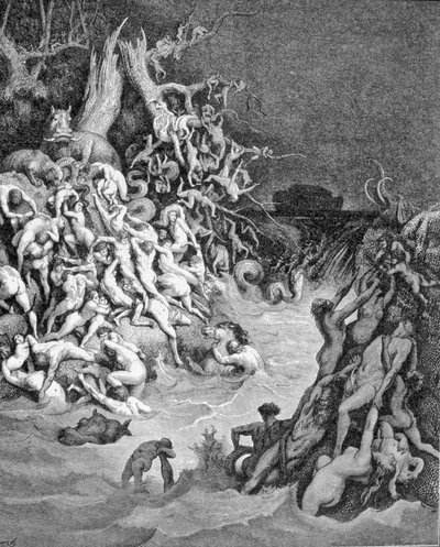 Az egyetemes özönvíz ábrázolása. 19. századi metszet. alkotó: Unknown artist