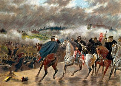 Risorgimento – olasz hadjárat (1859): II. Victor Emmanuel (Vittorio Emanuele II) (Victor-Emmanuel) (1820-1878) a San Martino-i csata során a piemonti csapatokat az osztrák hadsereg ellen vezette 1859.06.24-én. Magángyűjtemény alkotó: Unknown artist