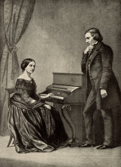 Robert Schumann (1810-1856) feleségével (nyomat) alkotó: Unknown artist