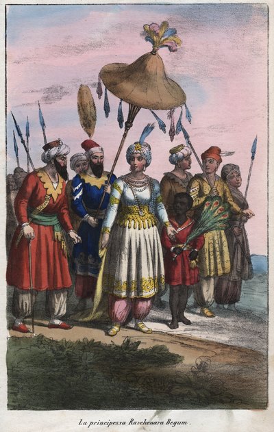 Roshanara Begum 1617-1671 (Roshan Ara Begum) - A Mogul Birodalom császári hercegnője - metszet a „Válaszok és szokások az Univerzum minden népének” könyvéből. Ez a kormányzás, a törvények, a milícia, a legtöbb nemzet vallásának története a legtöbb királytó alkotó: Unknown artist