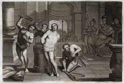 Royaumont Biblia, Újszövetség: Jézus Krisztus megkorbácsolása. Illusztráció 1811-ből. alkotó: Unknown artist