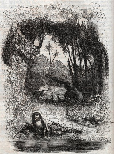 Ruggiero Alcina szigetén, - 1851-es metszet Ludovico Ariosto Orlando furioso (1516) című verséből, - Tressan gróf olasz nyelvről fordított kiadása, Gustave Harvard kiadása 1851 alkotó: Unknown artist