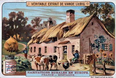 Vidéki ház Bretagne - chromo. Liebig, 1895. v alkotó: Unknown artist