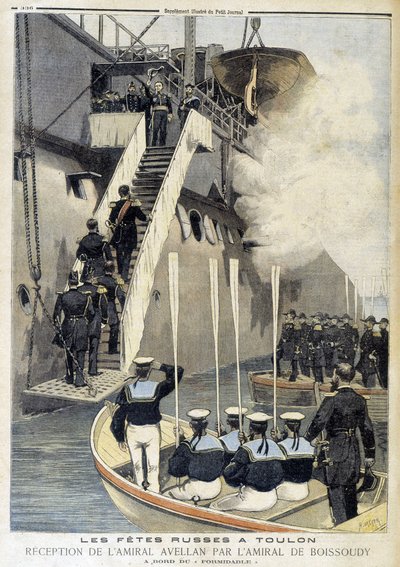 Orosz bulik Toulonban: Avellan admirális fogadása de Boissoudy admirálistól – a „Le Petit Journal”-ban” alkotó: Unknown artist