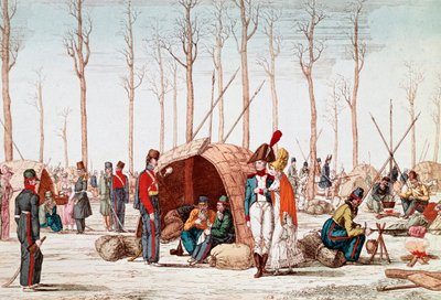 Orosz katonák a Champs-Elysees-n, Párizs, Franciaország, 1814. március 31. (metszet) alkotó: Unknown artist