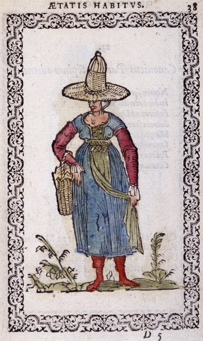 Rusztikus Bresse-i nő – Jean Sulperius „Habits et effigies” című könyvében alkotó: Unknown artist
