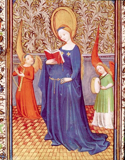 Szent Cecile két angyal zenésszel körülvéve Miniatűr a portugál I. (Duarte) Edward óráiból (1391-1438) vett 15. századi lisszaboni, Torre do Tombo-ból alkotó: Unknown artist