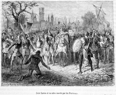 Szent Lajost és édesanyját a párizsiak megmentették - H. Martin „Histoire de France populaire” című könyvében alkotó: Unknown artist