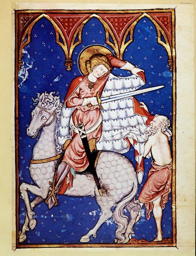 Szent Márton megosztja kabátját egy szegény emberrel - a 13. század fénye után alkotó: Unknown artist