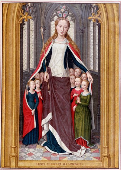 Sainte Ursula kabátja alatt szállásolja el társait Szent Orsolya vadászata után, Bruges, Memling alkotó: Unknown artist