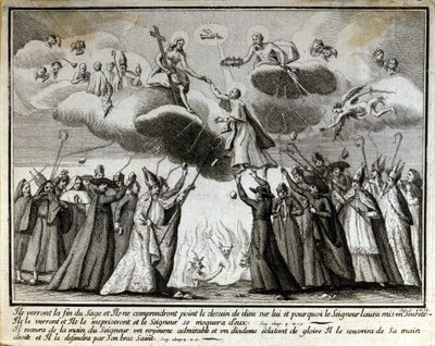 Szatirikus matrica a janzenizmus ellen. alkotó: Unknown artist