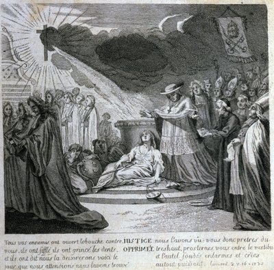 Szatirikus matrica a janzenizmus ellen. alkotó: Unknown artist