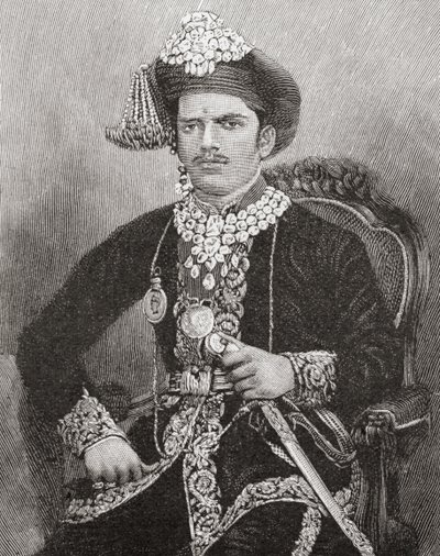 Sayajirao Gaekwad III, 17 éves, Baroda állam maharadzsája, India (metszet) alkotó: Unknown artist