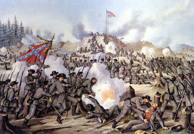 Szecessziós háború 1861-1865 (vagy amerikai polgárháború): Fort Sanders vagy Fort Loudon (Tennessee) csata 1863.11.29-én. Metszés. 19. század. alkotó: Unknown artist