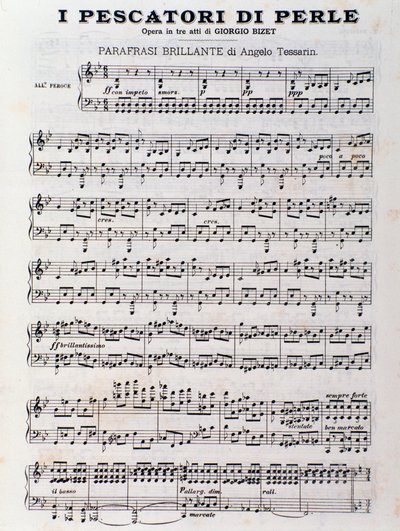 Georges Bizet operájának A gyöngyhalászok kottalapja alkotó: Unknown artist