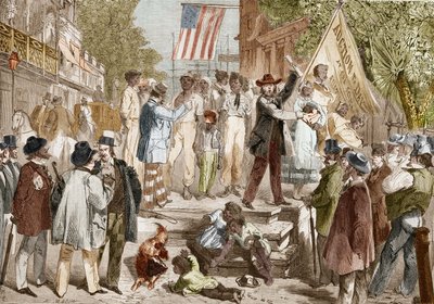 Rabszolgaeladás az egyesült államokbeli Richmondba 1864-ben. alkotó: Unknown artist