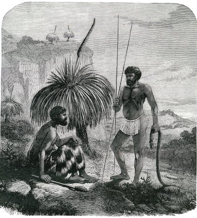 Kígyóvadászok Ausztráliában. Metszet 1868 alkotó: Unknown artist