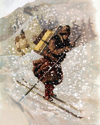 Snow síelő. chromo. alkotó: Unknown artist