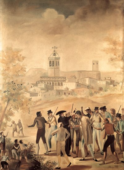 Spanyol függetlenségi háború (1808-1814): egy francia állampolgár letartóztatása Manresához közel, Anonymous festmény. alkotó: Unknown artist