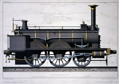 A mulhouse vasúti gőzmozdony - rajz a mosásban alkotó: Unknown artist