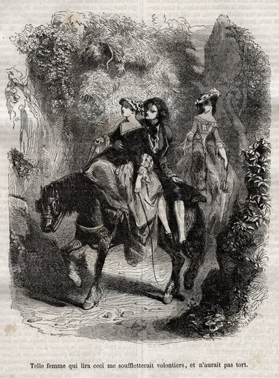 Egy ilyen nő, aki ezt olvassa, szívesen lecsapna rám, és nem tévedne. - Illusztráció Jean-Jacques (Jean Jacques) Rousseau (1712-1778) „” vallomásaihoz” - 1849-es metszet alkotó: Unknown artist