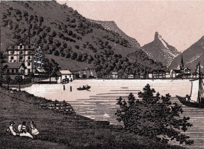 Svájc: kilátás Fluelen városára. in "" A világ 168 nézetet szemléltet"" Keltezés nélküli (19. század vége) alkotó: Unknown artist