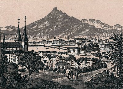 Svájc: kilátás Luzern városára (Alfalfa). in "" A világ 168 nézetet szemléltet"" Keltezés nélküli (XIX. század vége) alkotó: Unknown artist