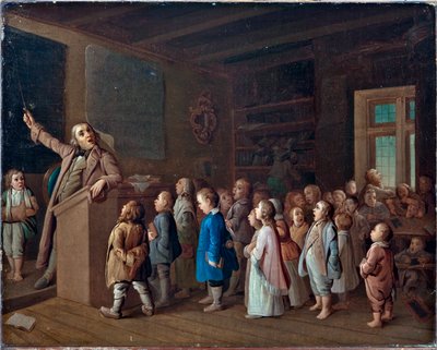 Tanítás a vidéki iskolában, Anonymous. Olaj, vászon, 19. század első fele. Állami Vallástörténeti Múzeum, Szentpétervár alkotó: Unknown artist