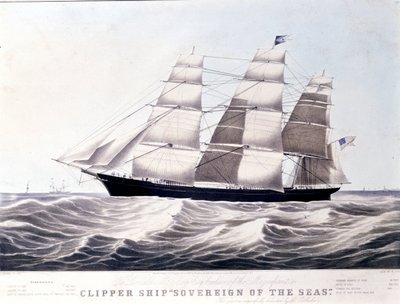A Sovereign of the Sea amerikai klipper 1852 körül. 19. századi litográfia alkotó: Unknown artist