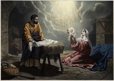 Krisztus születése. Névtelen metszet a 19. század közepéről. alkotó: Unknown artist