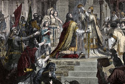 Nagy Károly koronázása – Nagy Károly koronázása (742-814) 800-ban III. Leon pápa által alkotó: Unknown artist