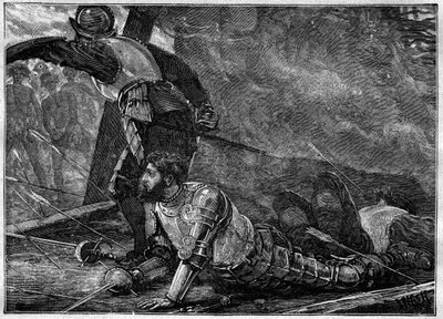 Juan of La Cosa halála – Juan de la Cosa (1460-1510) térképész, konkvisztádor és spanyol felfedező halála Cartagenában, Kolumbiában – 1887-es metszet alkotó: Unknown artist