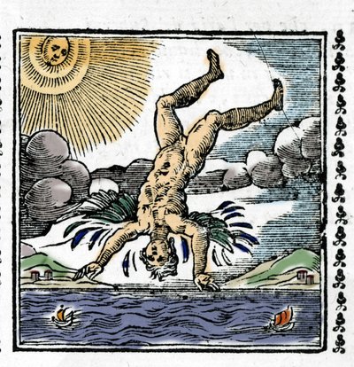 Ikarosz bukása – Ikarosz bukása. Színes xilográfia. 16. század. alkotó: Unknown artist