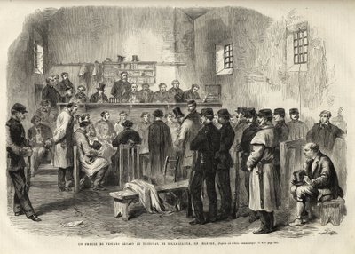 A feniai felkelés, Cleary úr elleni vizsgálat a kilmallocki bírósági épületben - 1867 - Feniánusok pere a Kilmallocki Bíróság előtt Írországban - 1867 - metszet a „The Illustrous Universe” 1867-ből alkotó: Unknown artist