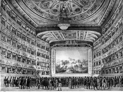 A velencei Fenice Színház. 19. század eleje. alkotó: Unknown artist