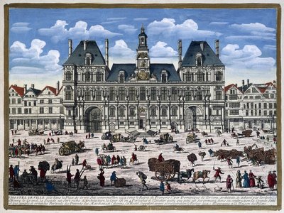 A Hôtel de Ville de Paris és tere a 16. században - metszet alkotó: Unknown artist