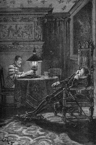 III. Henrik (1551-1589) francia királyt olvassák. századi metszet. Jules Michelet „Histoire de France” című művében alkotó: Unknown artist