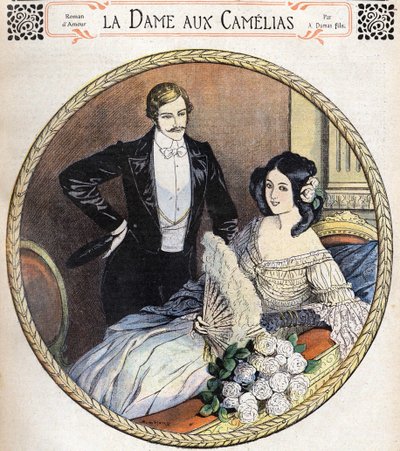 Ifj. Alexandre Dumas A kaméliák hölgye, illusztráció a 19. század végén a regények folyóirata után. alkotó: Unknown artist