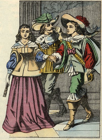 Carabas márkija, a hercegnő és a király a kastélyban. Illusztráció Charles Perrault „The cat botte” című meséjéről alkotó: Unknown artist