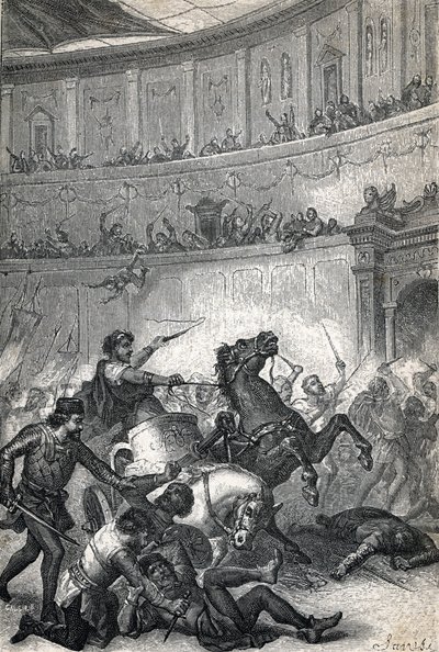 Thesszalonikai mészárlás 390-ben. Metszet 1884 alkotó: Unknown artist
