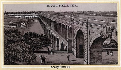 A Montpellier Acqueduc (Herault, Languedoc-Roussillon régió). A 19. század végének kromolitográfiája. alkotó: Unknown artist